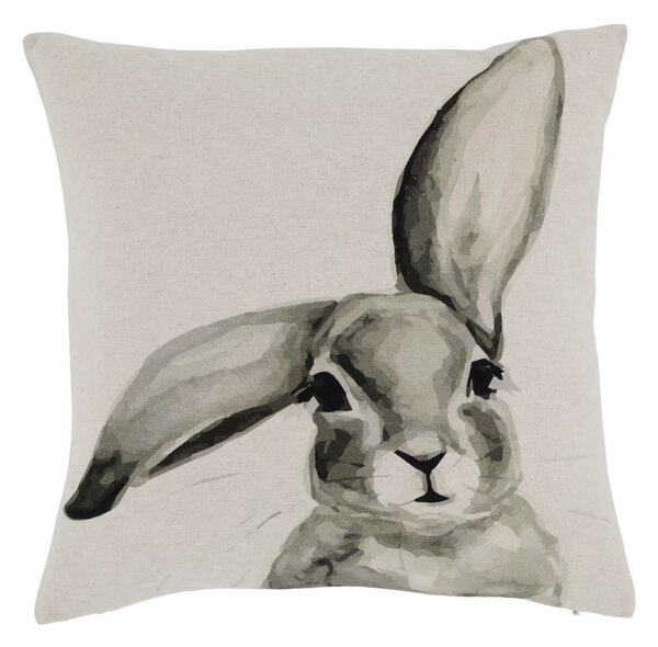 Béžová bavlnená ľanová obliečka na vankúš s králikom Rabbi - 45*45 cm - Chic Antique