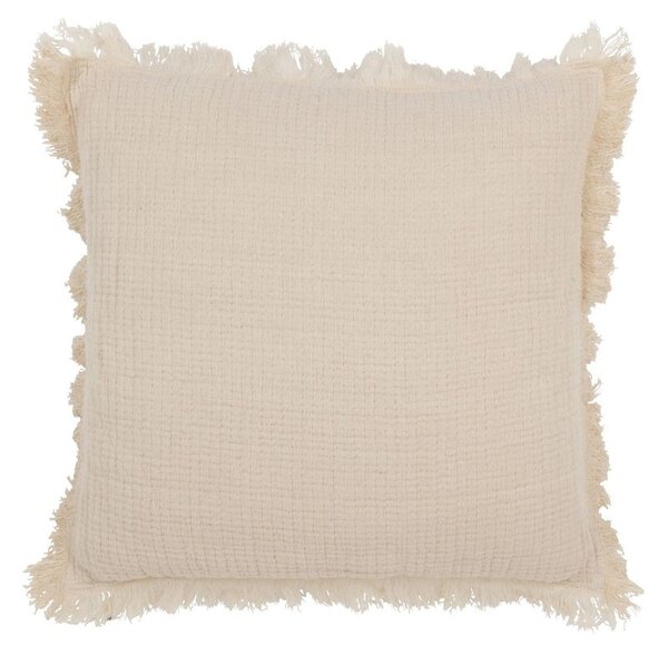 Béžový mušelínový vankúš so strapcami Muslin - 45*10*45 cm - J-Line by Jolipa