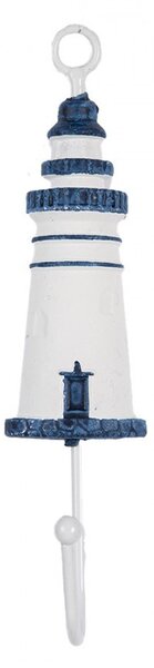 Nástenný háčik zdobený majákom Lighthouse Nautic - 4*4*18 cm - Clayre & Eef