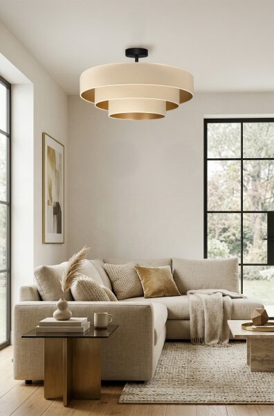Brilagi - Prisadený luster LUNETA 3xE27/60W/230V pr. 80 cm krémová/zlatá