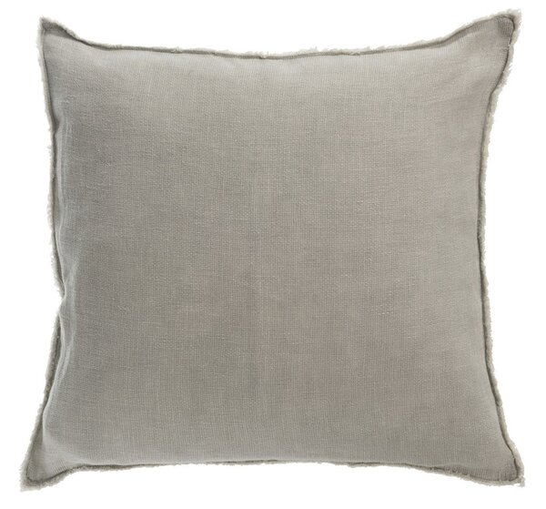 Zelený opraný ľanový vankúš so strapcami Stonewashed - 45*10*45 cm - J-Line by Jolipa