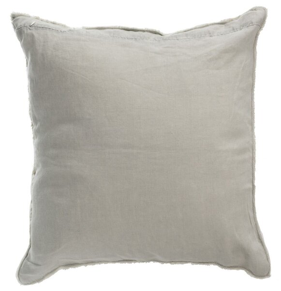 Zelený opraný ľanový vankúš so strapcami Stonewashed - 45*10*45 cm - J-Line by Jolipa