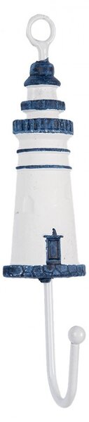 Nástenný háčik zdobený majákom Lighthouse Nautic - 4*4*18 cm - Clayre & Eef