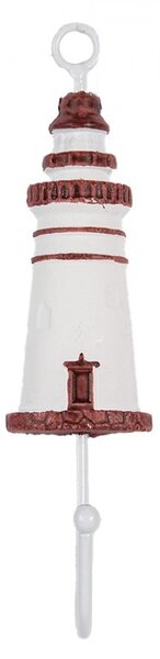 Nástenný háčik zdobený majákom Lighthouse Nautic - 4*4*18 cm - Clayre & Eef