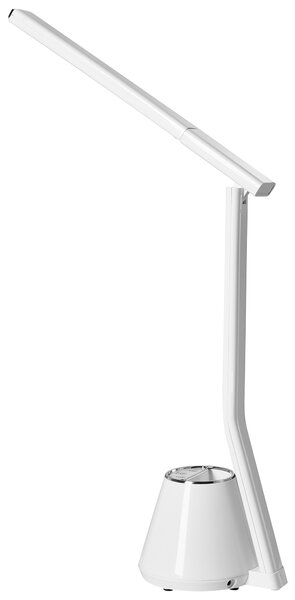 Stolná LED lampa biela syntetický materiál 3 režimy teploty svetla so stmievačom a držiakom na perá nastaviteľné tienidlo moderná kancelária