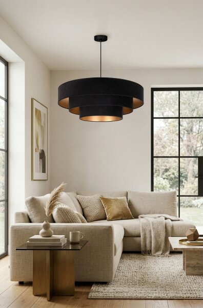 Brilagi - Závesný luster na lanku LUNETA 3xE27/60W/230V pr. 80 cm čierna/zlatá