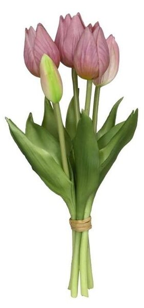 Kytica 5ks ružových realistických tulipánov Tulips Papagayo - 39 cm - Posiwio