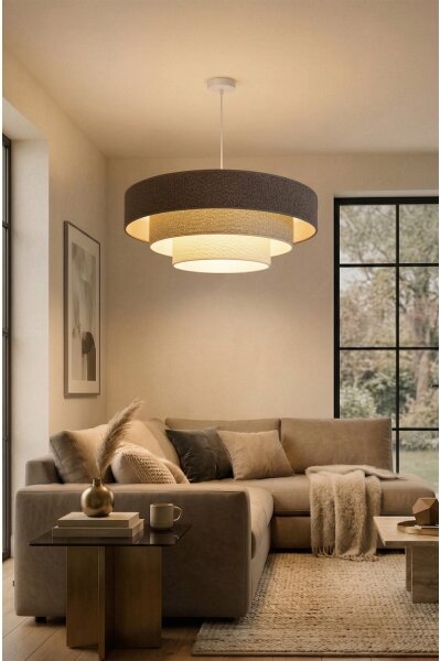 Brilagi - Závesný luster na lanku LUNETA 3xE27/60W/230V priemer 80 cm sivá/krémová/biela