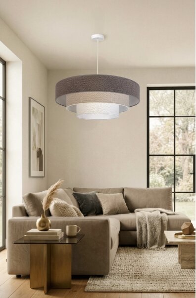 Brilagi - Závesný luster na lanku LUNETA 3xE27/60W/230V priemer 80 cm sivá/krémová/biela