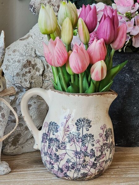 Kytica 5ks ružových realistických tulipánov Tulips Papagayo - 39 cm - Posiwio