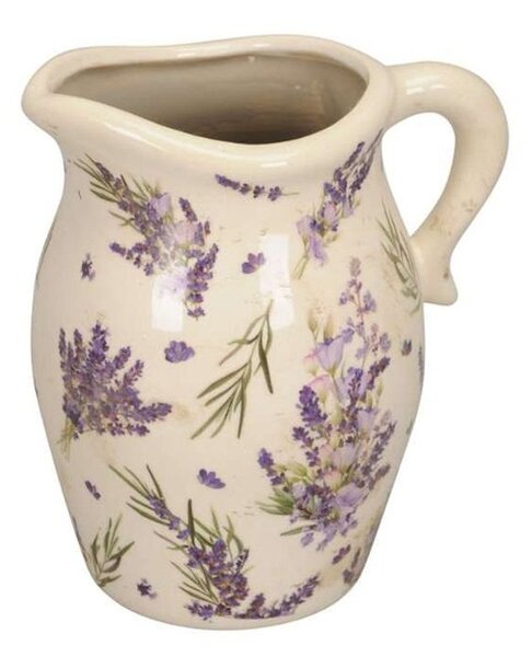 Béžový keramický džbán s levanduľami Lavand - 18*14*21 cm - Posiwio