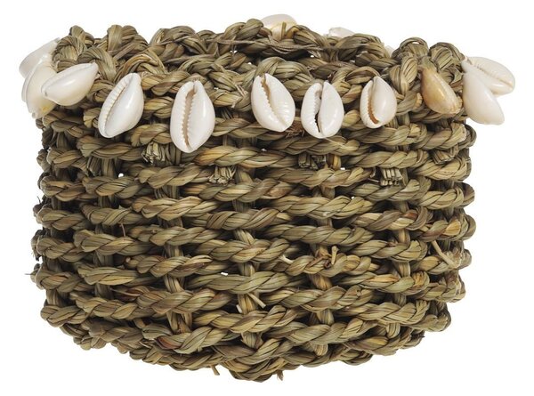 Košík z morskej trávy s mušľami Shells - Ø 9*13 cm - Chic Antique