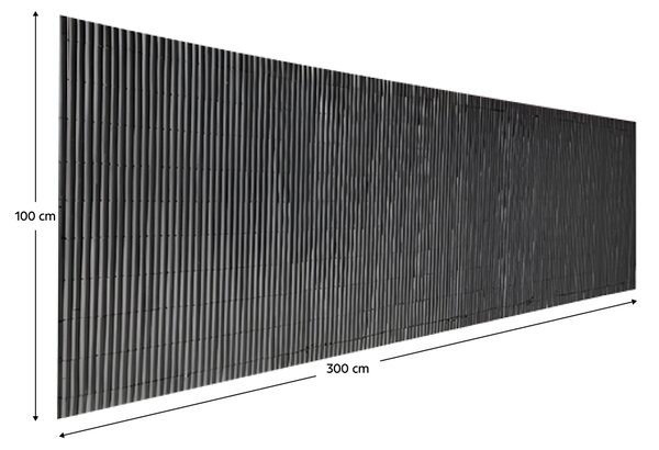 KONDELA Záhradná zástena, čierna, 300x100 cm, ABEO