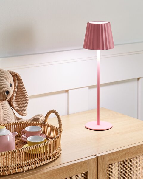 Stolná lampa pastelová ružová hliník železo kov nočná lampa moderný retro štýl interiér exteriér osvetlenie