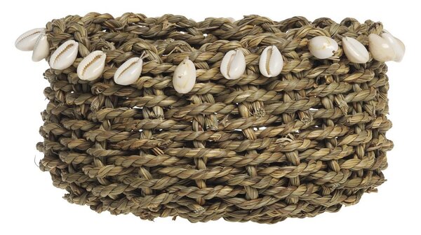 Košík z morskej trávy s mušľami Shells - Ø 10*18 cm - Chic Antique