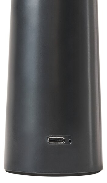 Stolná lampa čierna železo s dotykovým vypínačom nabíjanie cez USB kábel bezdrôtová moderný štýl interiér exteriér