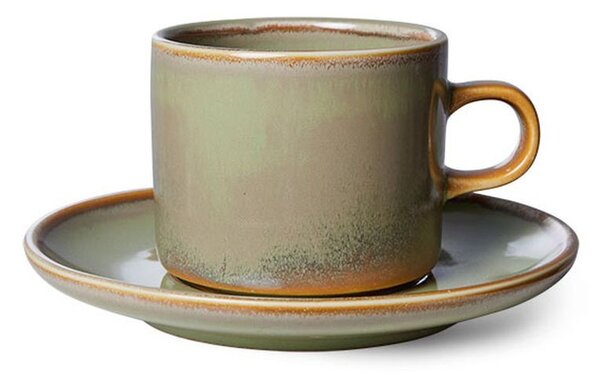 Rustikálne modrá porcelánová šálka s tanierikom Chef - Ø 8*6,5 cm / 220 ml - HKLIVING