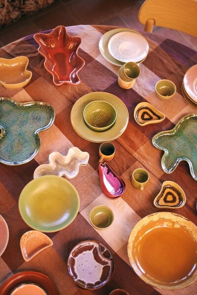 Rustikálne modrá porcelánová šálka s tanierikom Chef - Ø 8*6,5 cm / 220 ml - HKLIVING