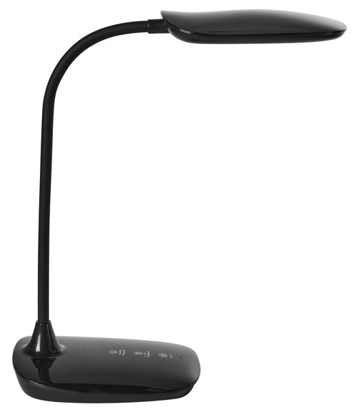Stolná LED lampa čierna syntetický materiál 3 režimy teploty svetla so stmievačom nastaviteľná kancelária