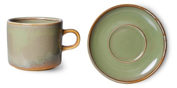 Rustikálne modrá porcelánová šálka s tanierikom Chef - Ø 8*6,5 cm / 220 ml - HKLIVING