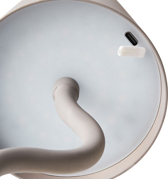 Stolná lampa béžová železo hliník s dotykovým vypínačom nabíjanie cez USB kábel bezdrôtová moderný štýl interiér exteriér