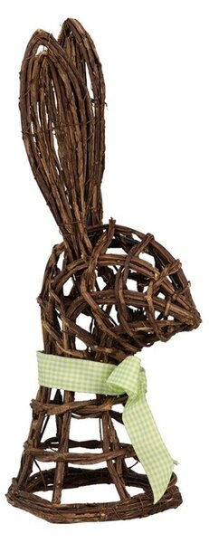Hnedá prútená dekorácia zajac s mašľou - 17*17*40 cm - Clayre & Eef
