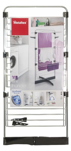 Sušiak na bielizeň v sivej a striebornej farbe 22 m Thunder – Metaltex