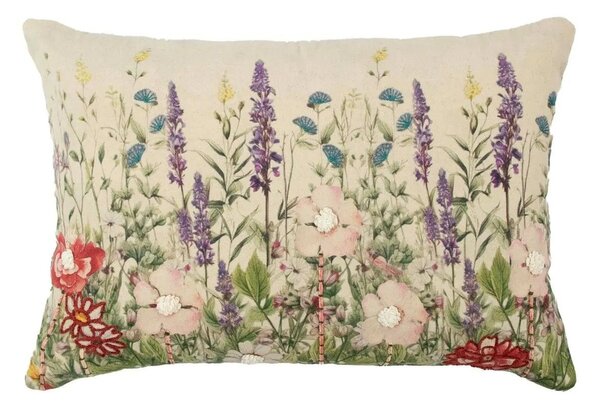 Béžový vankúš s divokými kvetmi Wild Flowers - 40*60*10cm - Mars & More