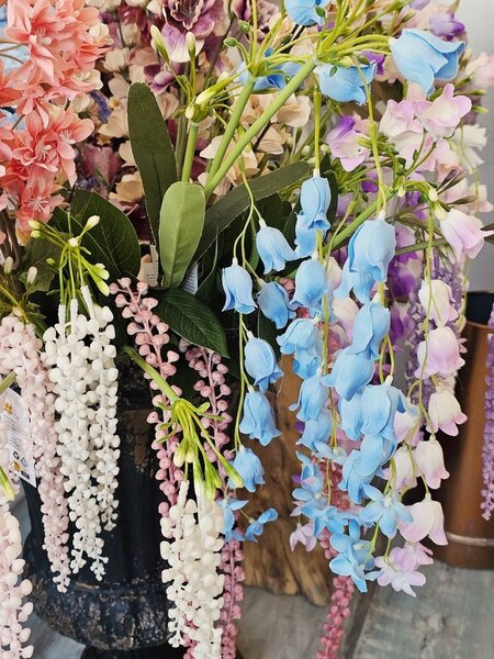 Dekorácia modrá umelá kvetina zvonček Bells Bouquet - 15*6*80 cm - Clayre & Eef