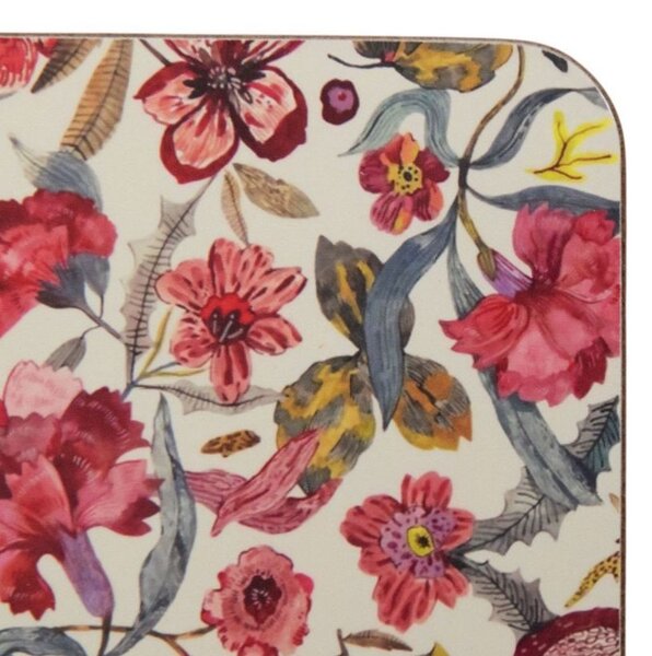 6ks pevné korkové podtácky s kvetmi Flowers - 10*10*0,4cm - Mars & More