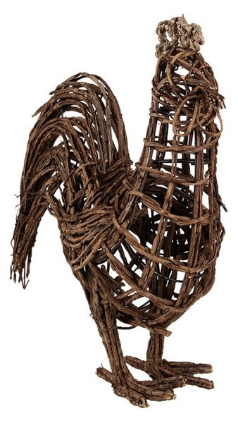 Hnedá prútená dekorácia kohút - 34*15*39 cm - Clayre & Eef