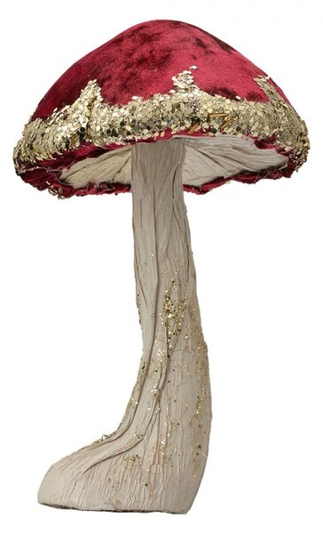 Huba s červeným klobúkom a zlatými detailmi Mushroom - Ø 17*29 cm - Clayre & Eef