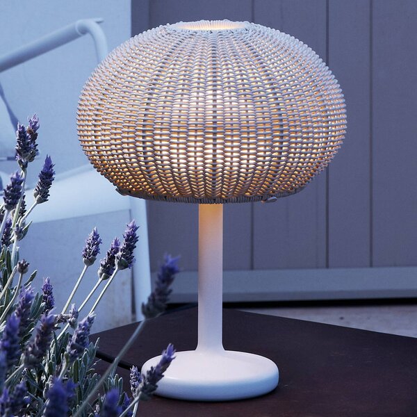 Bover Garota Mini vonkajšia stolná LED lampa, Krémová / jantárovo žltá, Hliník, Dizajn, Stojacie svietidlo