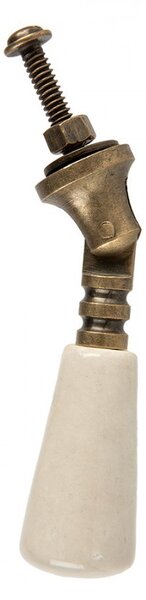 Béžová keramická úchytka kľučka - 2*2*7 cm / S2 cm - Clayre & Eef