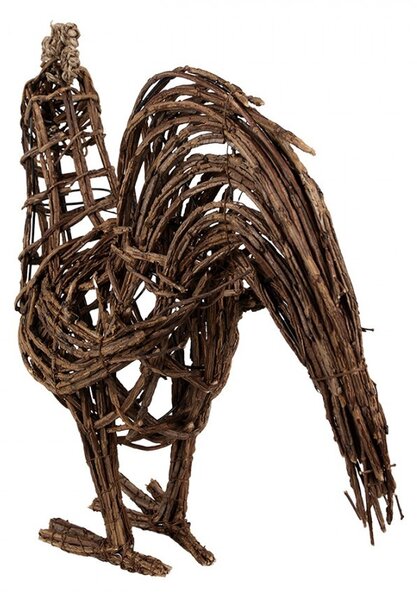 Hnedá prútená dekorácia kohút - 34*15*39 cm - Clayre & Eef