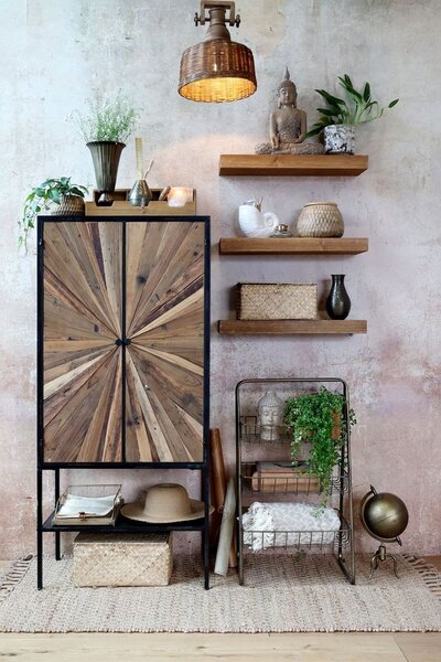 Hnedá antik drevená polička Grimaud - 60*15*14 cm - Chic Antique