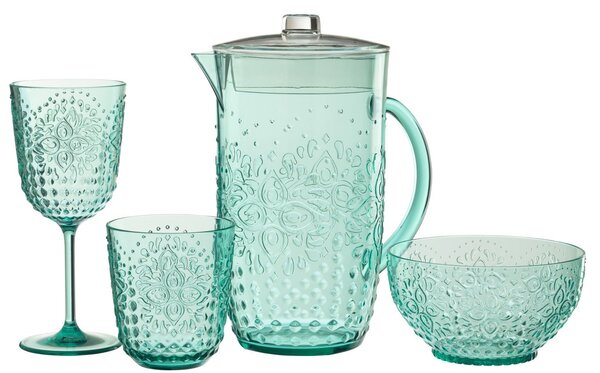 Modrá plastový pohár na nohe Aqua Blue - Ø 9*20 cm/ 400 ml - J-Line by Jolipa
