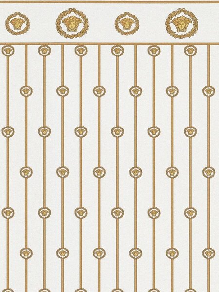 A.S. Création | Vliesová tapeta na stenu Versace 6 79131-1 | 0,53 x 10,05 m | krémová, biela, zlatá