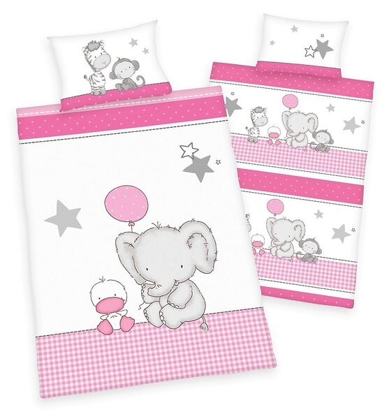 Herding Obliečky pre bábätká Elephant pink 100x135/40x60cm