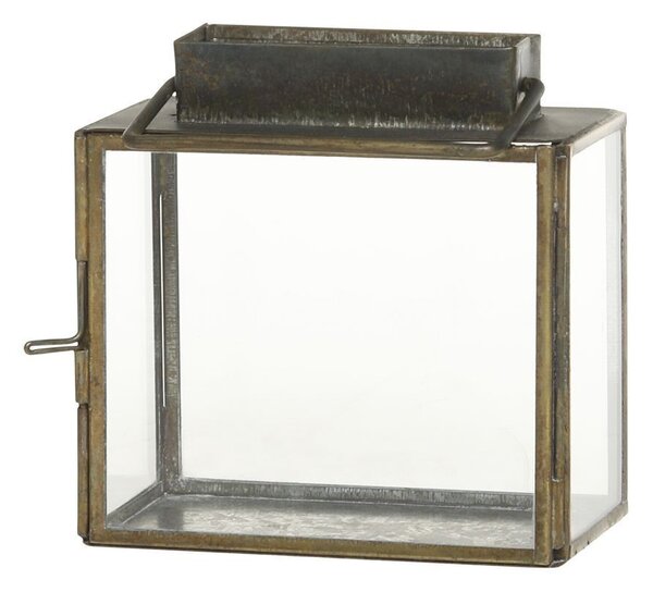 Mosadzná antik kovová lampáš Mette - 11*6*11 cm - Chic Antique