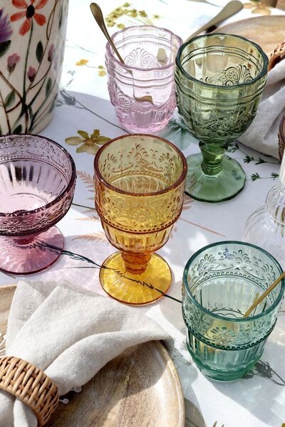 Set 6ks farebných pohárov na víno Saint-Émilion - Ø 7,5*14 cm / 230ml - Chic Antique