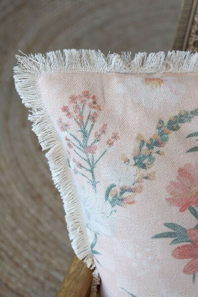 Ružová obliečka na vankúš s divokými kvetmi Aix Wild Flowers - 50*50 cm - Chic Antique