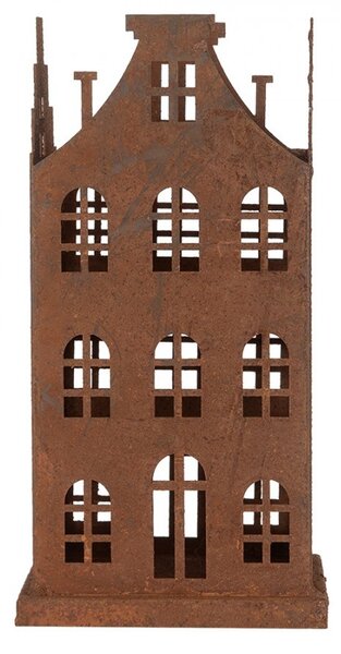 2ks hrdzavá dekorácia / svietnik Amster Antik - 11 * 11 * 21 / 8 * 8 * 16 cm - Clayre & Eef