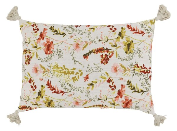 Krémová obliečka na vankúš so strapcami Aix Wild Flowers - 60*40 cm - Chic Antique