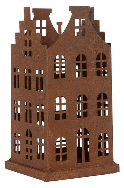 2ks hrdzavá dekorácia / svietnik Amster Antik - 11 * 11 * 21 / 8 * 8 * 16 cm - Clayre & Eef