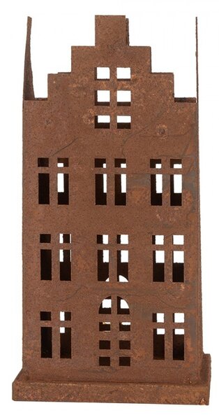 2ks hrdzavá dekorácia / svietnik Amster Antik - 11 * 11 * 21 / 8 * 8 * 16 cm - Clayre & Eef