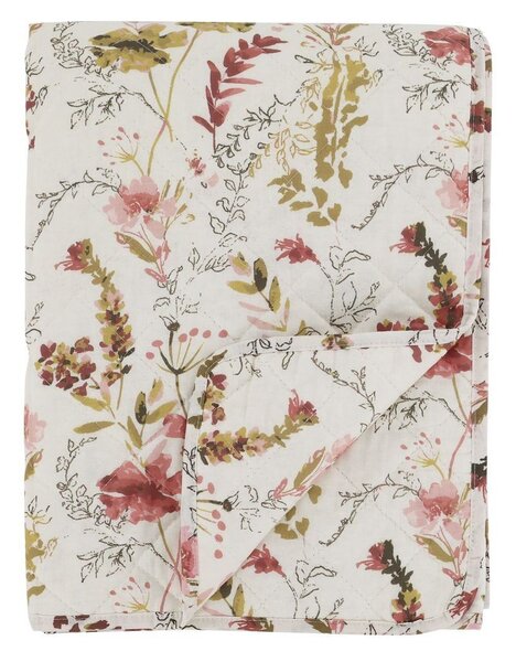 Krémový bavlnený prehoz s kvetmi Aix Quilt Wild Flowers - 130*180 cm - Chic Antique