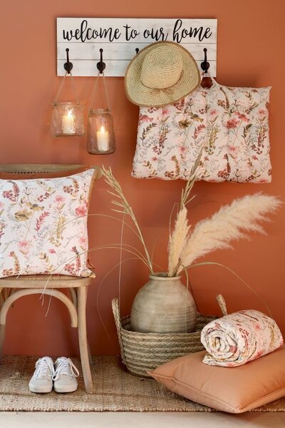 Krémový bavlnený prehoz s kvetmi Aix Quilt Wild Flowers - 130*180 cm - Chic Antique