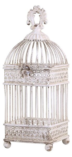 Krémová antik dekoratívna zdobená vtáčia klietka - 12*12*32 cm - Chic Antique
