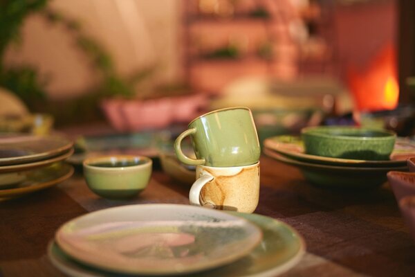 Rustikálne béžový porcelánový hrnček Chef - 12*9*8 cm / 320 ml - HKLIVING